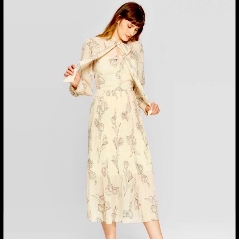 A New Day Cream Dress with Tulips & Belt